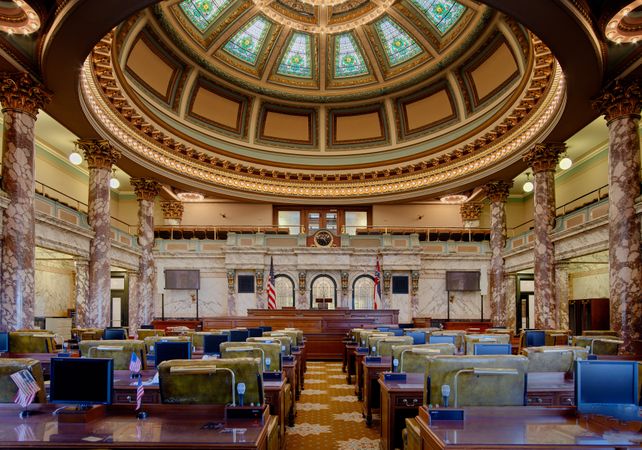 Senate chamber of the Mississippi Capitol in Jackson, Mississippi