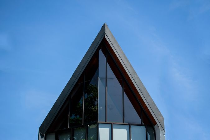 Symmetrical triangle roof minimalist modern building