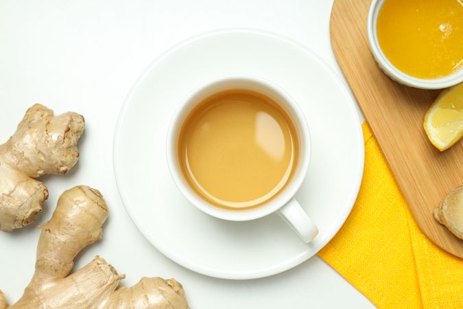 Cold treatment, healthcare concept - tea with ginger