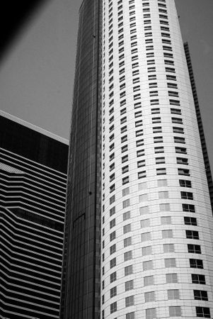 B&W shot of high rise building