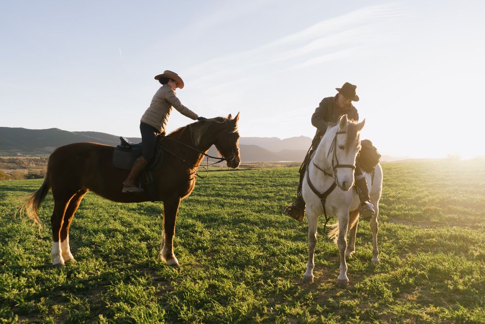 People riding horses