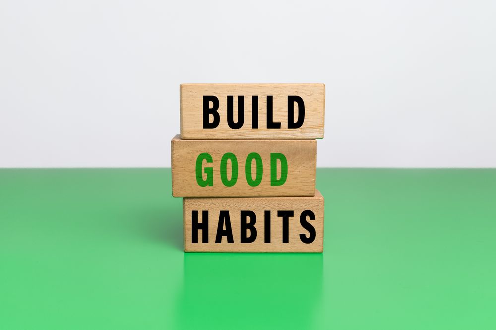 build good habits words symbol on wooden blocks