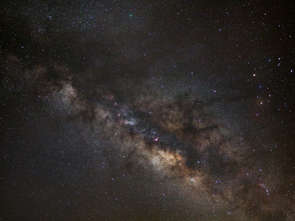 Milky Way Galaxy,Long exposure photograph, with grain