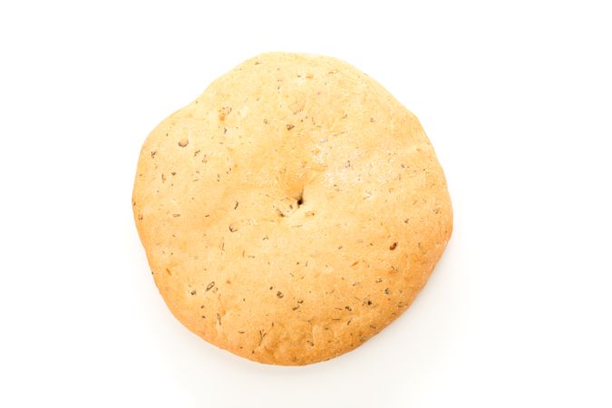 Flatbread isolated on blank background, top view