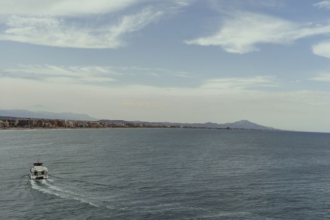 Sea boat and buildings