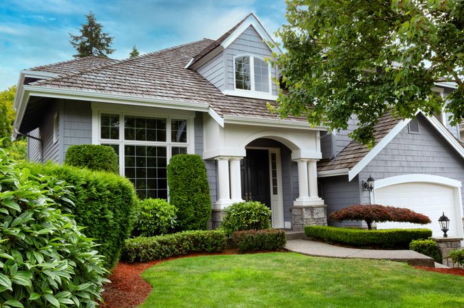 Suburban home during summer season