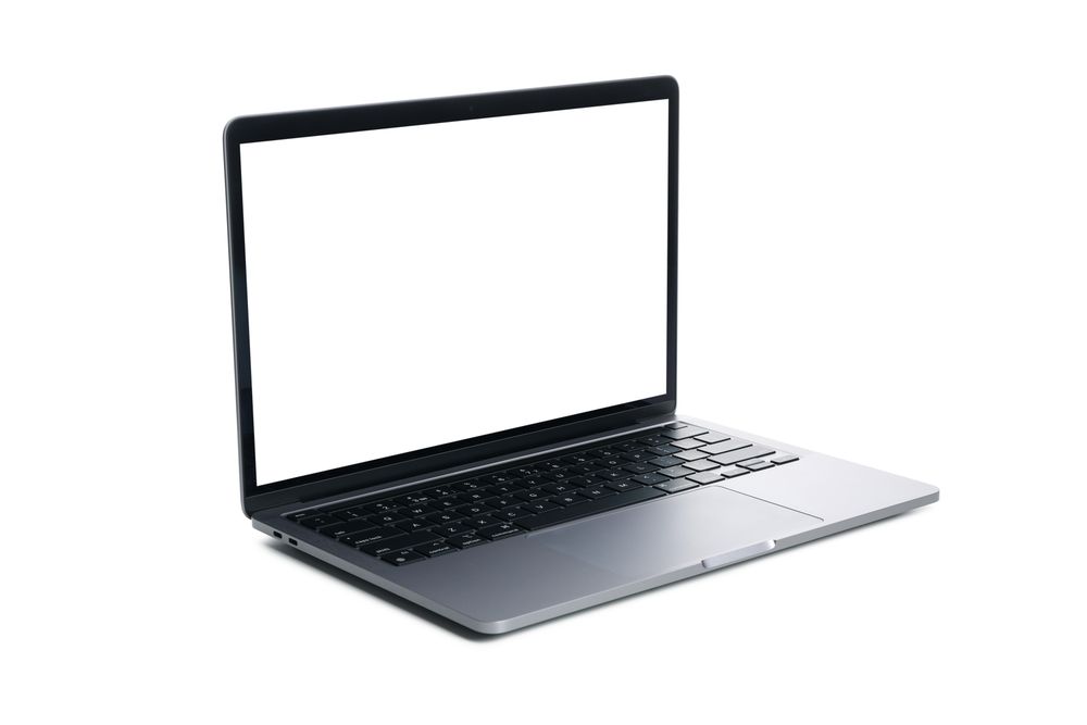 Laptop at an angle with mock up screen