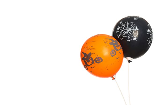 Concept of Halloween mood, Halloween balloons, isolated on blank background