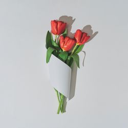 Tulips wrapped in light  paper card note
