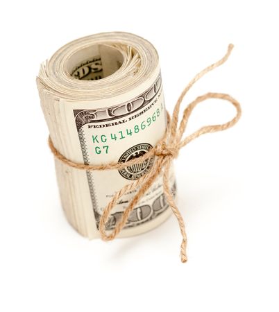 Roll of One Hundred Dollar Bills Tied with a Jute String