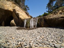 Small waterfall at Hug Point State Recreation Site, Cannon Beach, Oregon