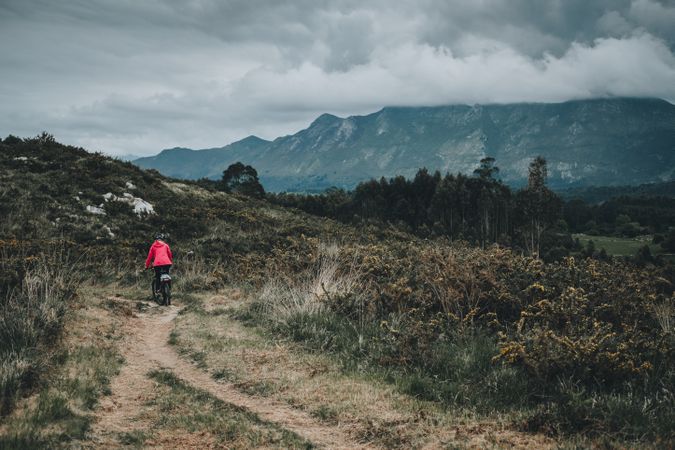 Female riding mountain bike