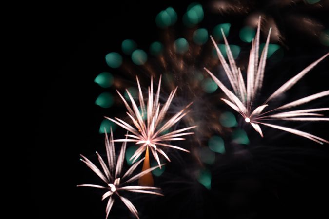 Bright fireworks on night sky