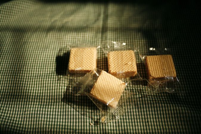 Packages of wafers in the sunlight
