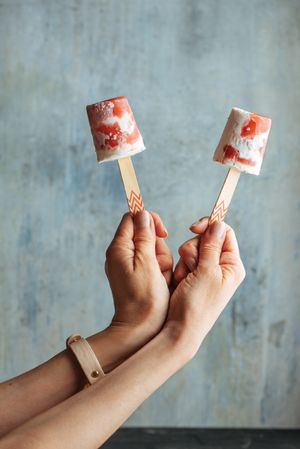 Watermelon and cream popsicles