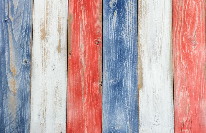 Rustic boards painted in American flag colors