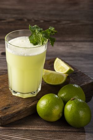 Refreshing lemonade with mint. Lemonade, summer drink.