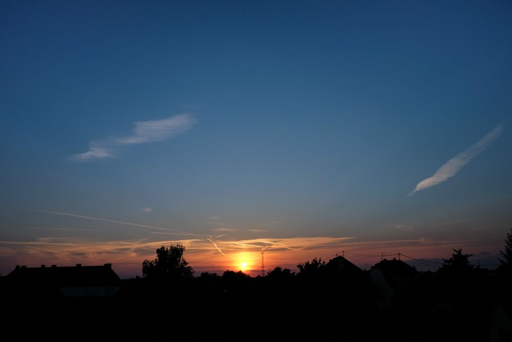 Blue clear sky at sunset