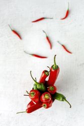 Fresh red and green and spicy chilli peppers