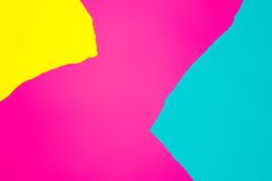 Layout with vividly colored ripped pieces of paper
