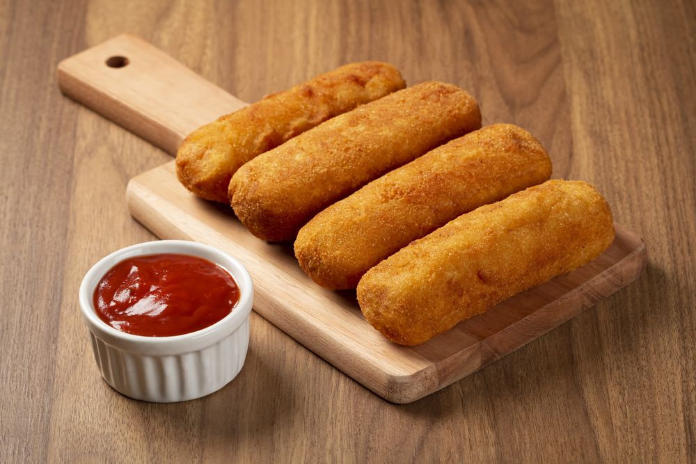 Fried risoles or Risol. Risoles stuffed with cheese and ham.