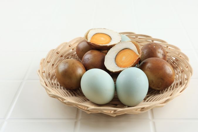 Close Up Salted Egg or Telur Asin Bakar Brebes