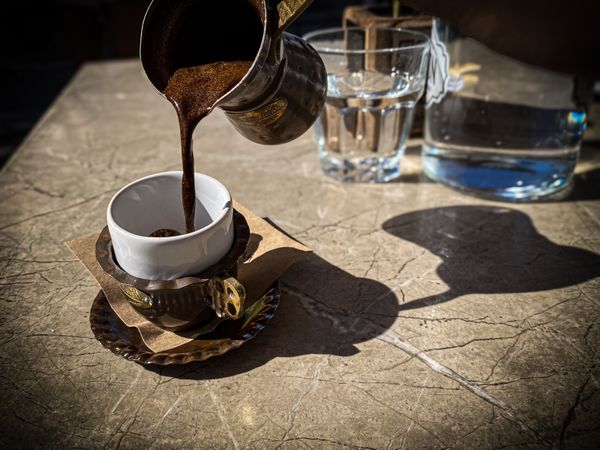 Greek coffee being poured