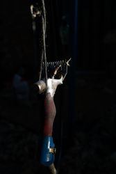 Sheep shearing machine hanging on rope