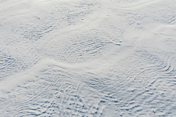 Snow-covered white fields in Alsace, top view.