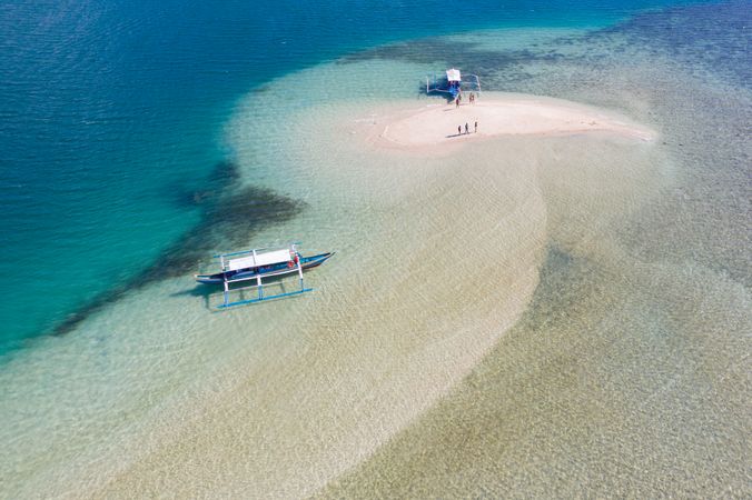 Aerial view of boats on shallow