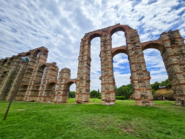 The Acueducto de los Milagros, Miraculous Aqueduct in Merida, Extremadura, Spain