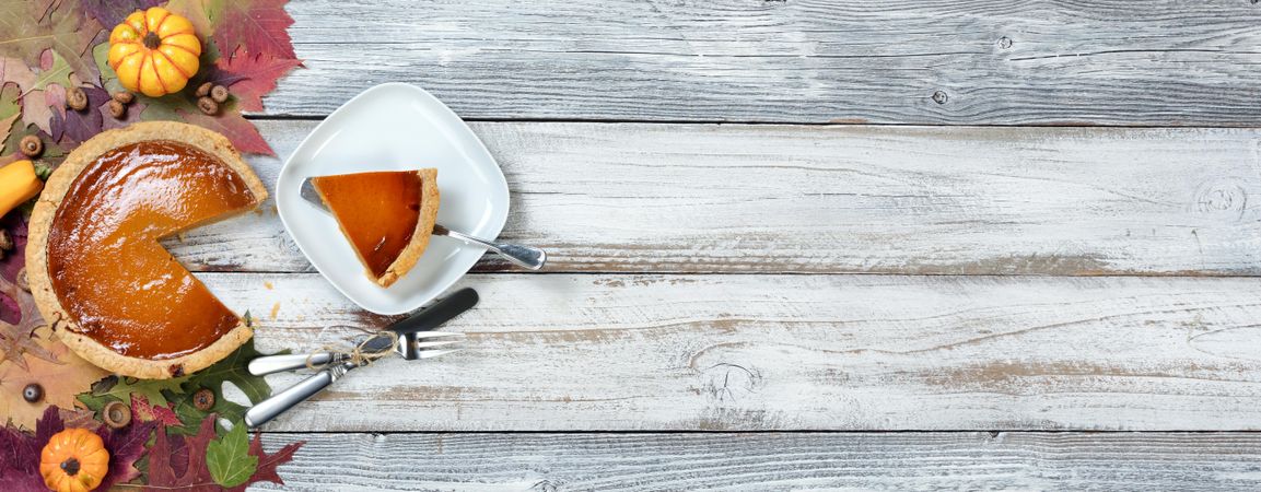 Homemade pumpkin pie ready to eat for the autumn holidays