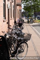 Bikes lining road in Copenhagen 42aLd5