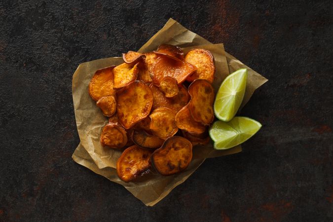 Concept of tasty food - sweet potato fries