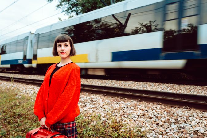 Woman standing at the train station