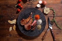 Lamb Shoulder Rack Steak on a plate