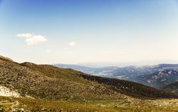 Picturesque landscape of green mountains in summer