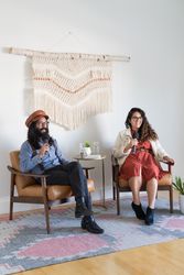 Man and woman giving a talk