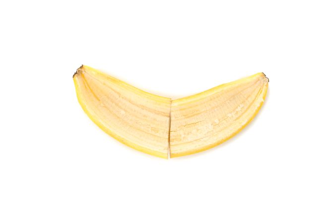 Banana peel isolated on blank background. Fresh fruit