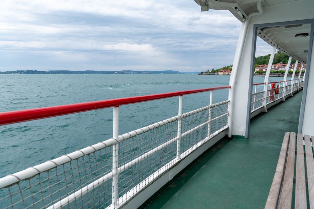 Sailing on Lake Constance in Germany, view from the boat