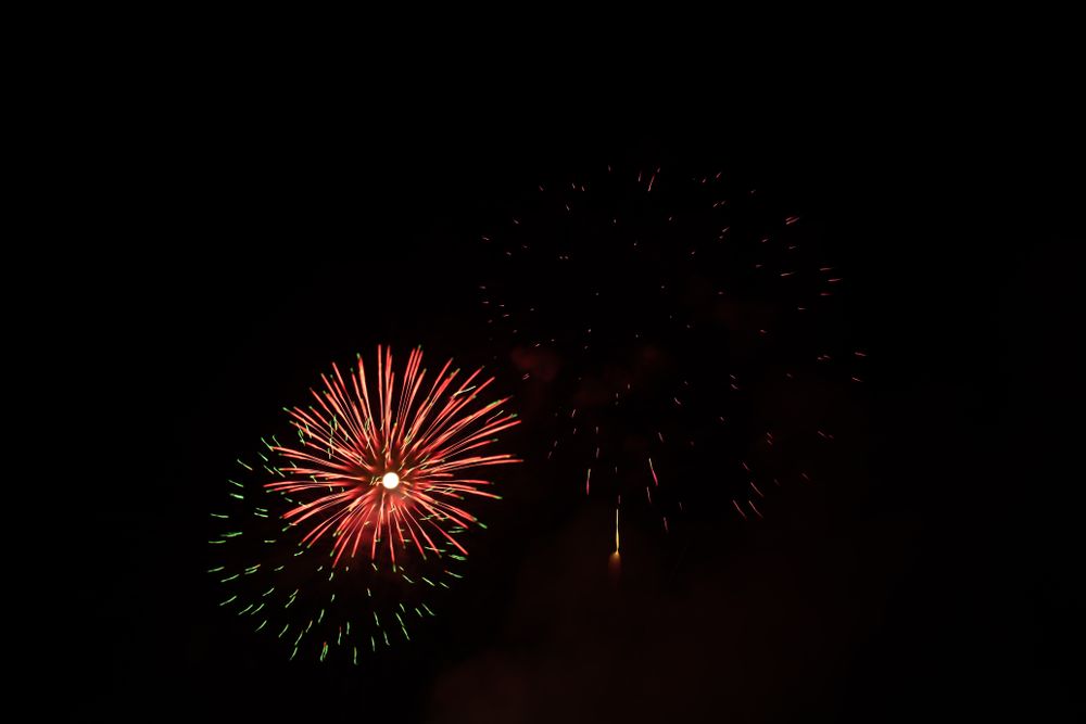 Bright fireworks on night sky
