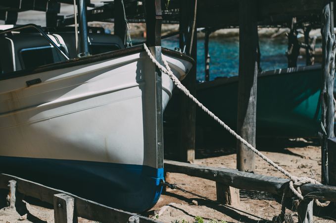 Boats anchored in the pier