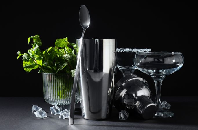 Concept of preparing alcohol drink or cocktail, shaker