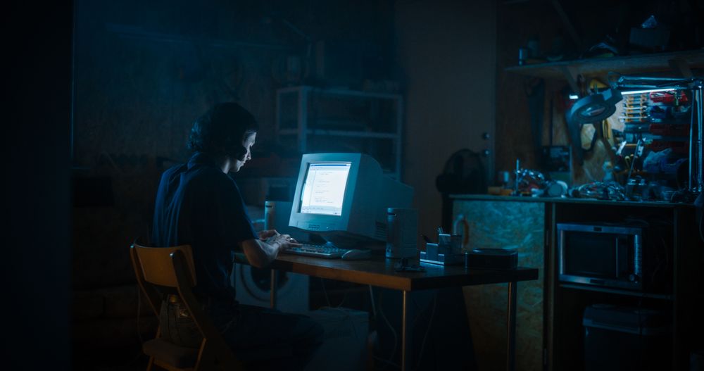 Hacker Searching For Software Vulnerabilities, Coding Cyber Security System, Protecting Data In Nineties.
