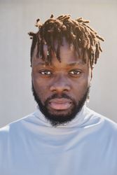 Black bearded male in studio