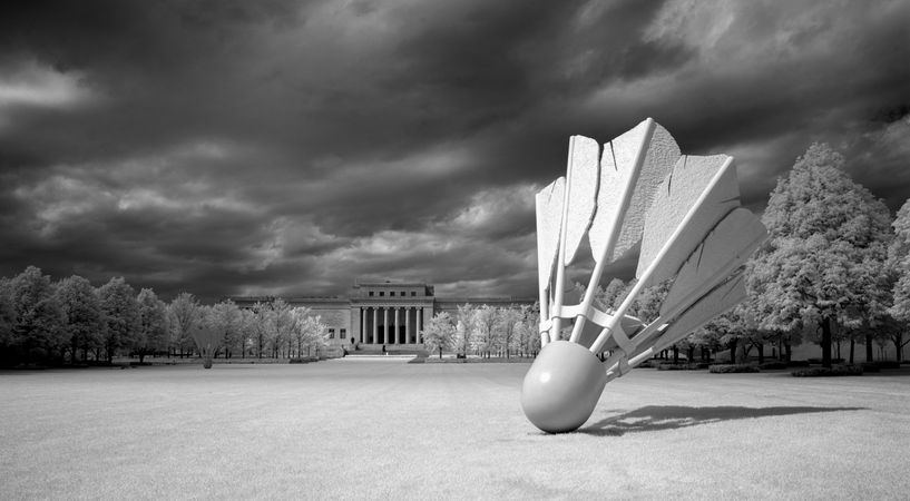 Infrared view of the Nelson Atkins Art Museum in Kansas City, Missouri