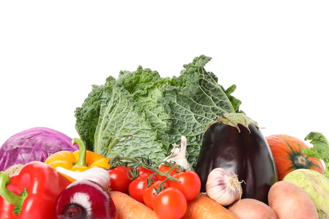 Composition with ripe organic vegetables isolated. Good harvest