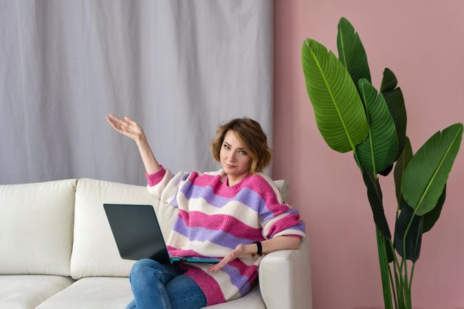 Woman Entrepreneur Working From Home On Laptop