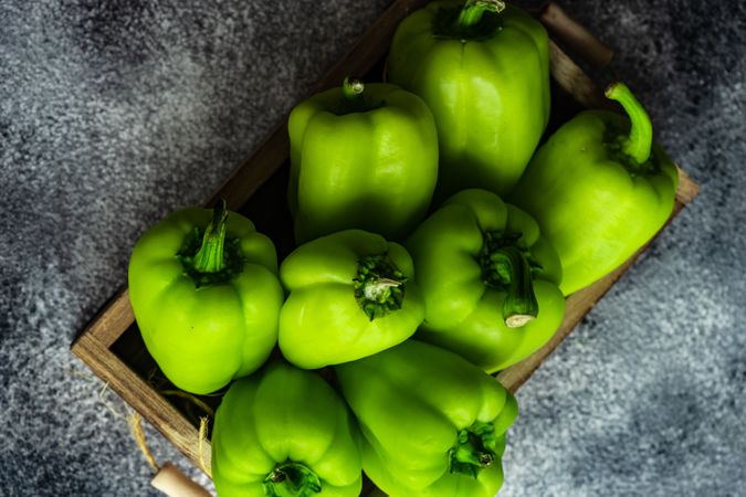 Top view of fresh green peppers