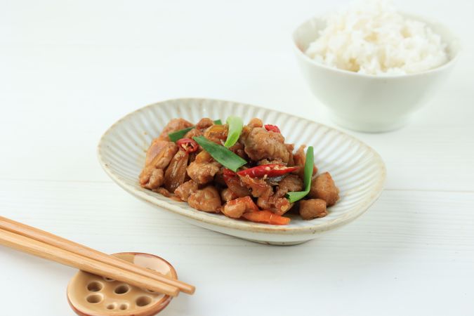 Stir Fry Chicken with Chilli, Garlic, and Green Onion.
